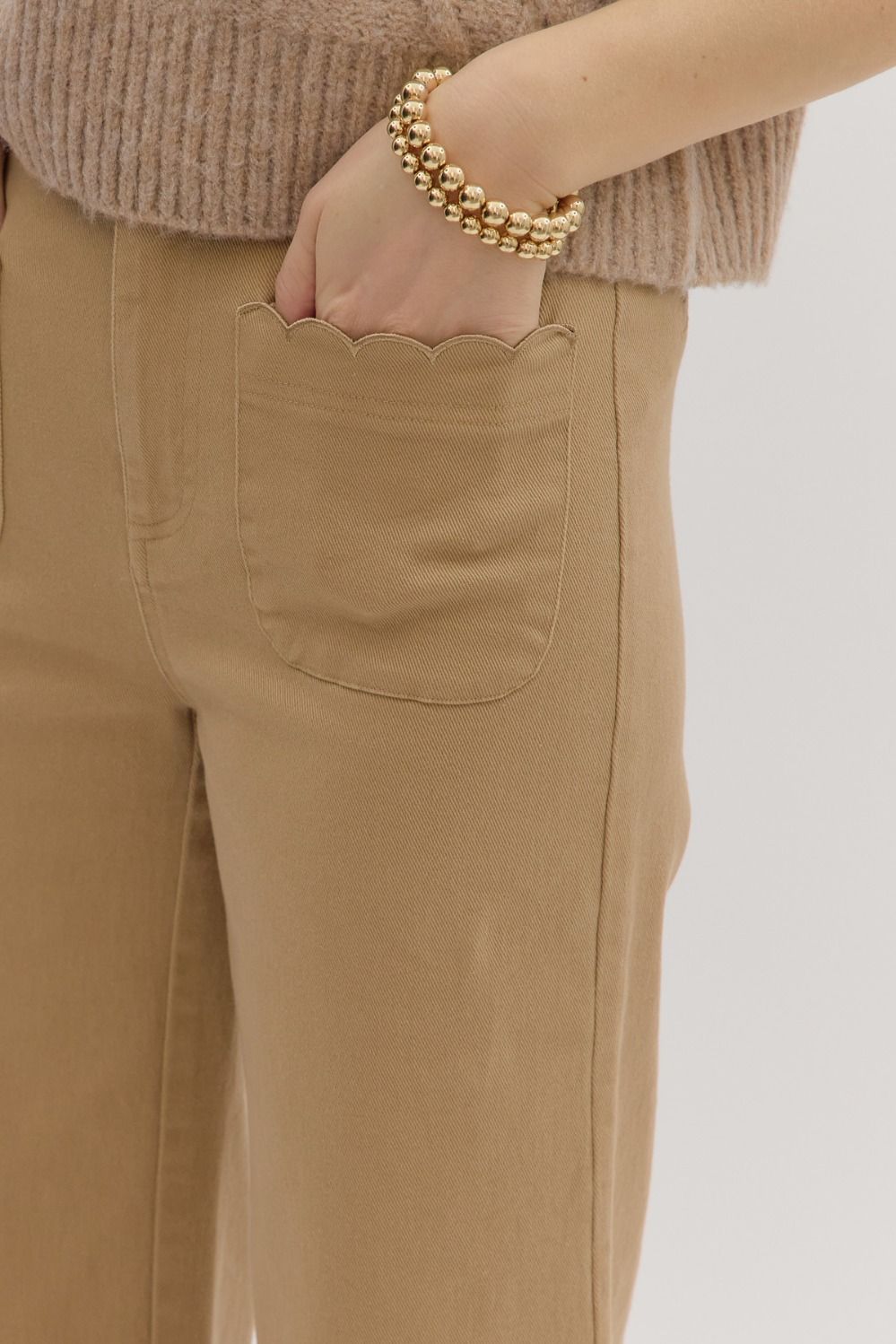 Camel Scallop Edge Pants