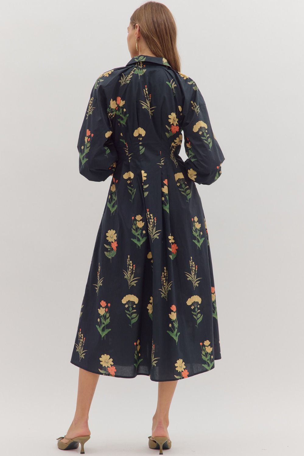 Black Floral Midi Dress