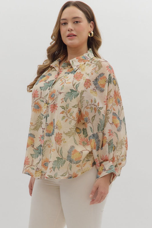 Floral Balloon Sleeve Top