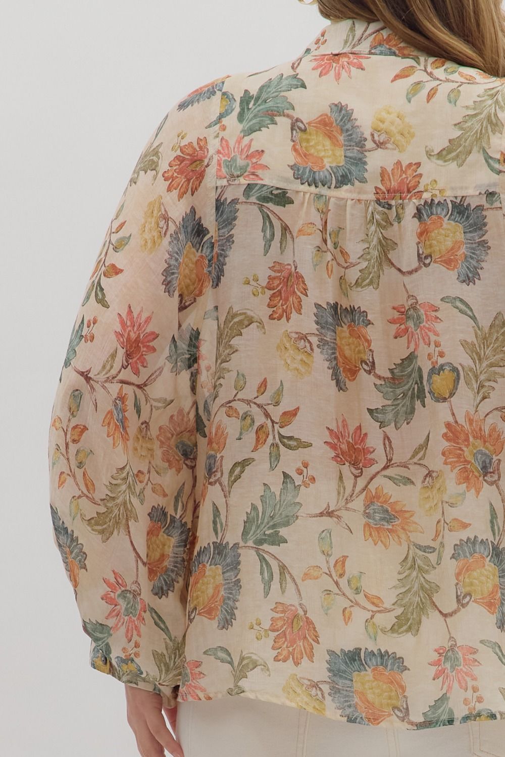 Floral Balloon Sleeve Top